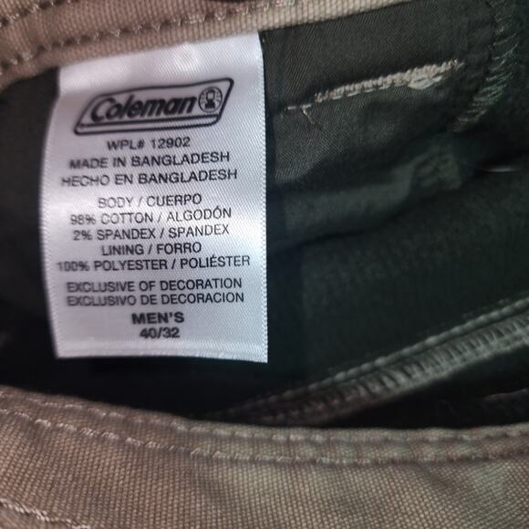 COLEMAN NWT MENS SIZE 40W x 32L STRETCH FLEECE LINED KHAKI LINED PANTS - Picture 7 of 13